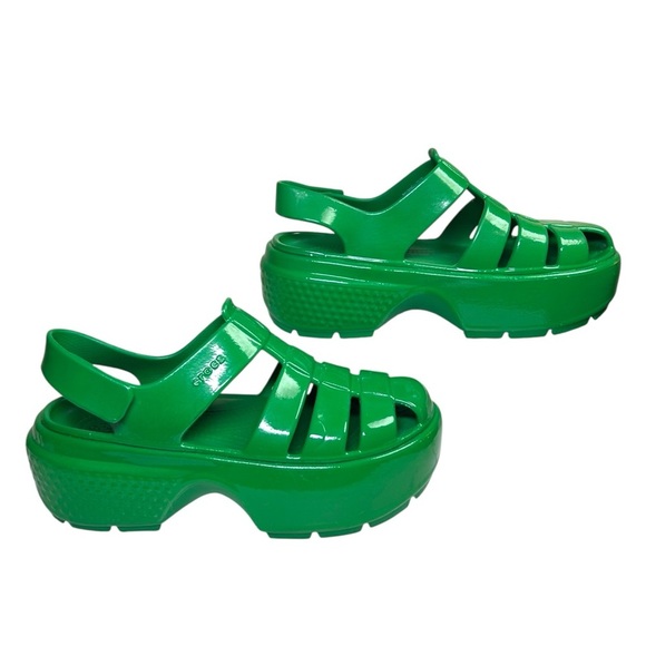 Crocs - Women’s ‘Stomp’ Fisherman High-Shine Platform Sandals - Green Ivy Size 9 - Picture 13 of 16